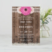 Rustic Daisy Flowers Lace & Twine country Wedding Kaart (Staand voorkant)