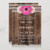 Rustic Daisy Flowers Lace & Twine country Wedding Kaart (Voorkant / Achterkant)