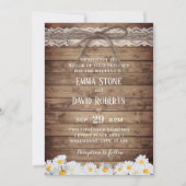 Rustic Daisy Flowers Lace & Twine Wedding Kaart (Voorkant)