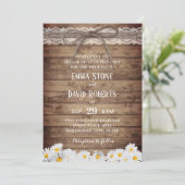 Rustic Daisy Flowers Lace & Twine Wedding Kaart (Staand voorkant)