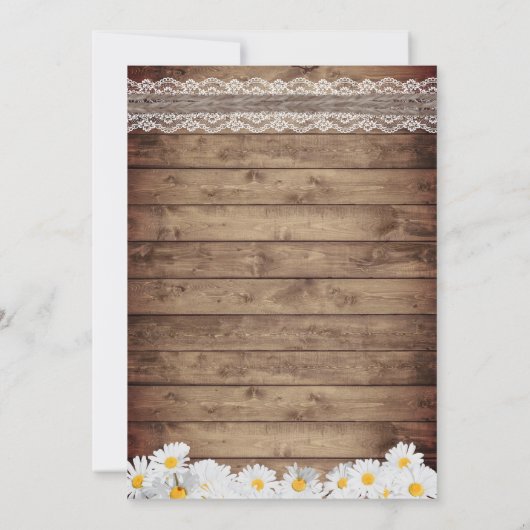 Rustic Daisy Flowers Lace & Twine Wedding Kaart (Achterkant)