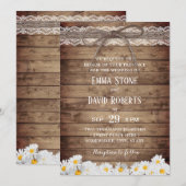 Rustic Daisy Flowers Lace & Twine Wedding Kaart (Voorkant / Achterkant)