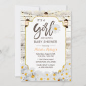 Rustic Daisy Flowers Lantern Girl Baby shower Kaart (Voorkant)