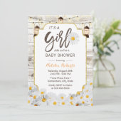 Rustic Daisy Flowers Lantern Girl Baby shower Kaart (Staand voorkant)