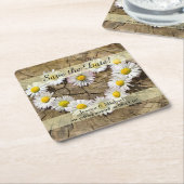 Rustic Daisy Heart Bewaar de datum Kartonnen Onderzetters (Schuin)