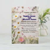Rustic Daisy & Heart Wedding Invitation Kaart (Staand voorkant)