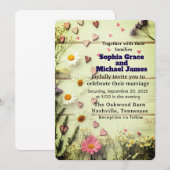 Rustic Daisy & Heart Wedding Uitnodiging (Voorkant / Achterkant)