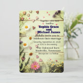 Rustic Daisy & Heart Wedding Uitnodiging (Staand voorkant)