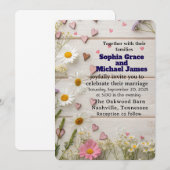 Rustic Daisy & Heart Wedding Uitnodiging (Voorkant / Achterkant)