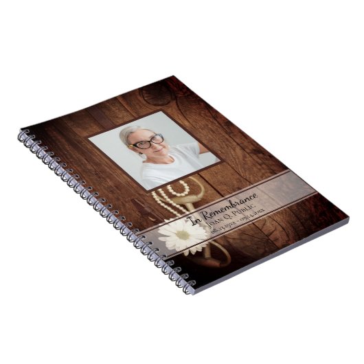 Rustic Daisy Horse Bit Funeral Memorial Gastboek Notitieboek (Rechterzijde)