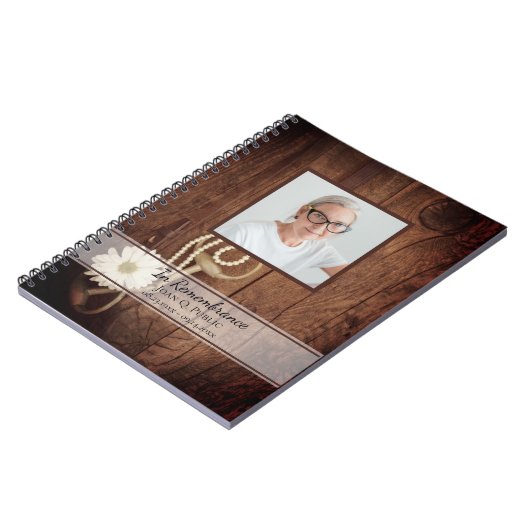 Rustic Daisy Horse Bit Funeral Memorial Gastboek Notitieboek (Linkerzijde)