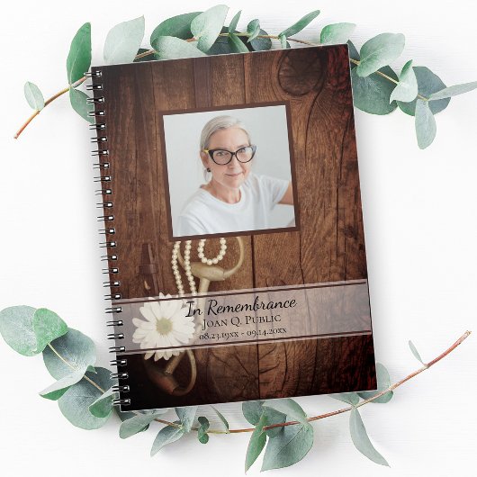 Rustic Daisy Horse Bit Funeral Memorial Gastboek Notitieboek