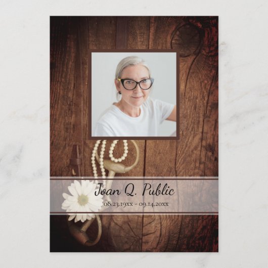 Rustic Daisy Horse Bit Westerne begrafenis Programmakaart (Voorkant)