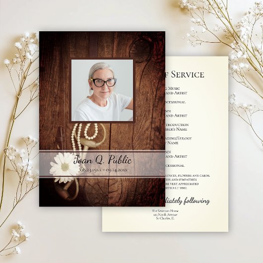 Rustic Daisy Horse Bit Westerne begrafenis Programmakaart