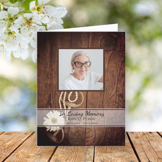 Rustic Daisy Horse Bit Westerne begrafenissympathi Bedankkaart