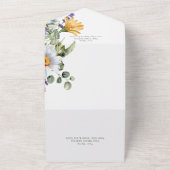 Rustic Daisy & Lavender Floral White QR Code All In One Uitnodiging (Buitenkant)