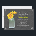 Rustic Daisy & Mason Jar Chalkboard Vrijgezellenfe Kaart<br><div class="desc">Rustic Yellow Daisy & Mason Jar Chalkboard Bridal Shower Invitations.</div>