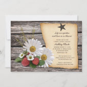 Rustic Daisy Strawberry Bridal Shower Kaart (Voorkant)