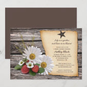 Rustic Daisy Strawberry Bridal Shower Kaart (Voorkant / Achterkant)