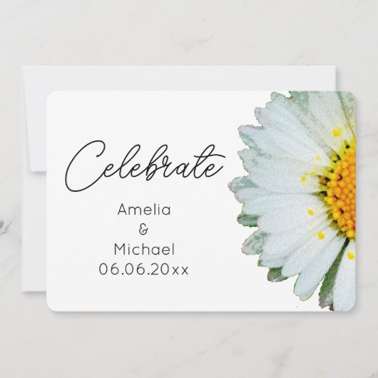 Rustic Daisy Summer Wedding Invitation Kaart (Voorkant)