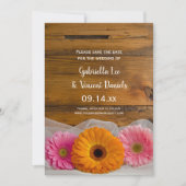 Rustic Daisy Trio Barn Wedding Save the Date (Voorkant)