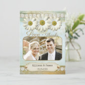 Rustic Daisy Wedding Foto Dank je wel Bedankkaart (Staand voorkant)