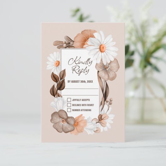 Rustic Daisy Wedding RSVP (Staand voorkant)