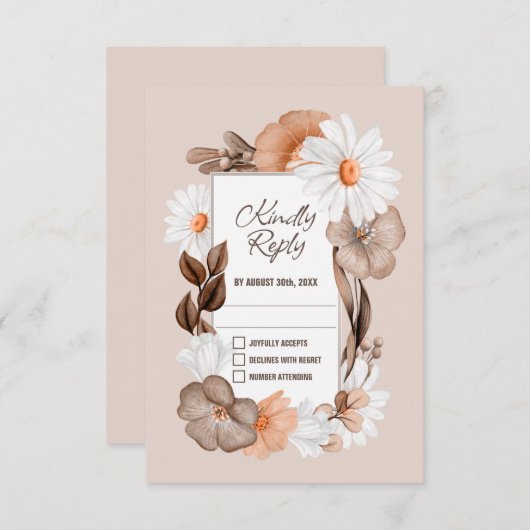Rustic Daisy Wedding RSVP (Voorkant / Achterkant)