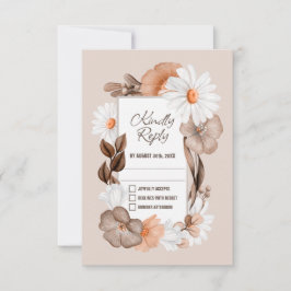 Rustic Daisy Wedding RSVP Kaartje