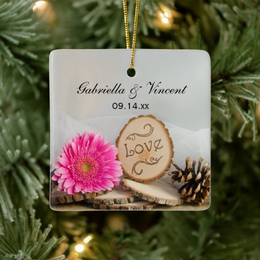 Rustic Daisy Woodland Wedding Bridesmaid Dank je Keramisch Ornament (Boom)