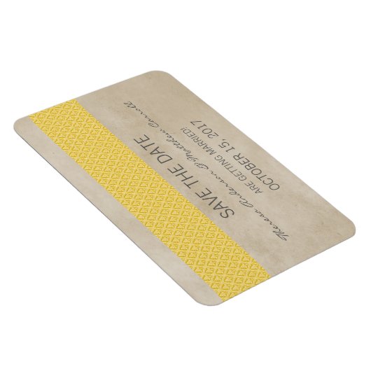 Rustic Damask bewaar de Datum Magnet, Geel Magneet (Rechterzijde)