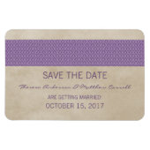 Rustic Damask bewaar de Datum Magnet, Paars Magneet (Horizontaal)