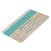 Rustic Damask bewaart de Magnetdatum, Blauwgroen Magneet (Linkerzijde)