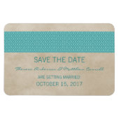 Rustic Damask bewaart de Magnetdatum, Blauwgroen Magneet (Horizontaal)