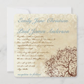 Rustic Damask Brown Tree Blauwgroen Font Wedding I Kaart (Voorkant)