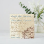 Rustic Damask Brown Tree Blauwgroen Font Wedding I Kaart (Staand voorkant)