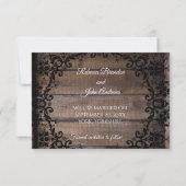 Rustic Damask Floral bewaart de datum aankondiging (Achterkant)