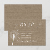 Rustic Dandelion BlowBurlap Wedding RSVP Kaartje (Voorkant / Achterkant)