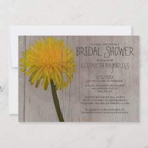 Rustic Dandelion Bridal Shower Invitations Kaart