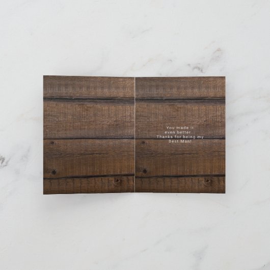 Rustic Dank Hout Bedankt van de Bruidegom Kaart (Binnen)