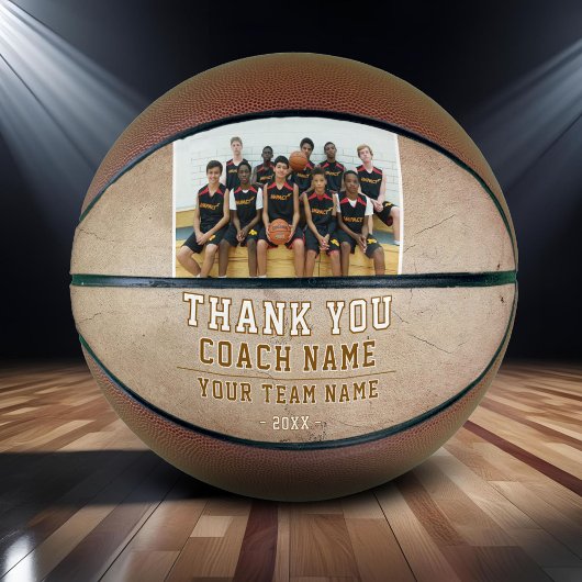 Rustic Dank je Coach Team Naam Foto Basketbal