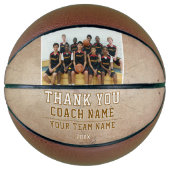 Rustic Dank je Coach Team Naam Foto Basketbal (Voorkant)