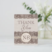 Rustic Dank je postacards Burlap en Lace Briefkaart (Staand voorkant)