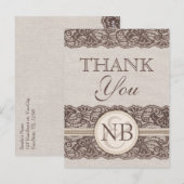 Rustic Dank je postacards Burlap en Lace Briefkaart (Voorkant / Achterkant)