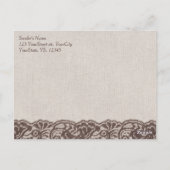 Rustic Dank je postacards Burlap en Lace Briefkaart (Achterkant)
