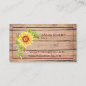 Rustic Dank je Waterverf Gele Zonnebloem Visitekaartje (Achterkant)