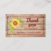 Rustic Dank je Waterverf Gele Zonnebloem Visitekaartje (Voorkant)