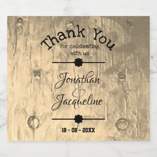 Rustic Dank u Gift Script Names Chic Wedding Likeurfles Etiket (Enkel label)