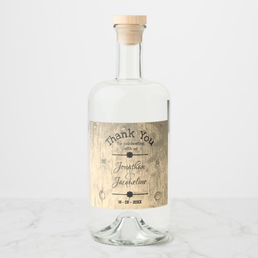 Rustic Dank u Gift Script Names Chic Wedding Likeurfles Etiket (Voorkant)