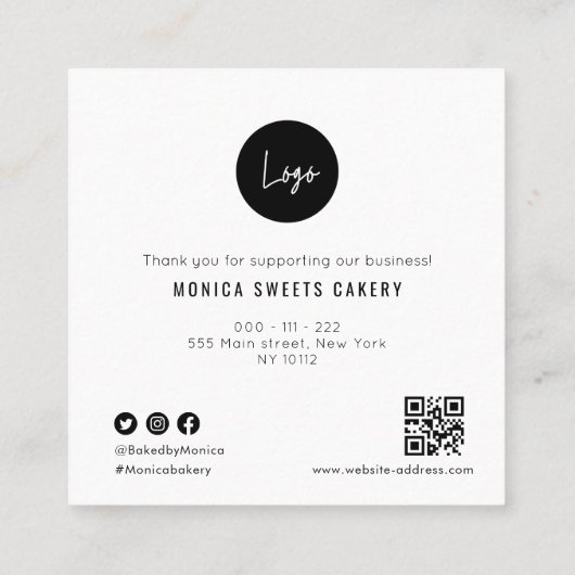 Rustic dank u manuscript vierkante visitekaartje (Achterkant)